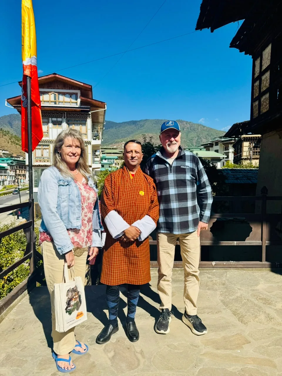 Khetnath Sharma with international guests in Thimphu